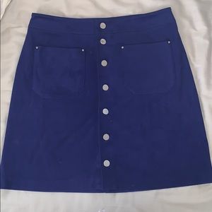 Royal blue suede skirt